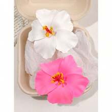4pcs Hawaii Flower Hair Clips, Suitable For Women, 4 Pieces Artificial Flower Hair Clips, Hibiscus And Lotus Flower Hair Clips, Suitable For Beach Party, Tropical Flower Hair Accessories For Summer, Great Gift For Girls ,Flat Claw Clip, Hair Slide, Hair Claws, School Stuff - 彩色 - 查看 8