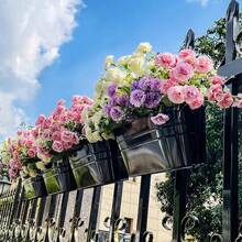 1/2/3/4pcs Set Large Hanging Flower Pot; Garden Flower Pot, Flower Pot, Durable Wrought Iron Wall-Mounted Flower Pot; Sturdy And Durable; Comes With Detachable Hooks; Suitable For Railings, Fences, Balconies, Patios, Gardens And Indoor Decoration, Hanging Fence Flower Pot, Flower Pot With Detachable Hooks - Hanging Flower Pots - View 2