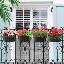 1/2/3/4pcs Set Large Hanging Flower Pot; Garden Flower Pot, Flower Pot, Durable Wrought Iron Wall-Mounted Flower Pot; Sturdy And Durable; Comes With Detachable Hooks; Suitable For Railings, Fences, Balconies, Patios, Gardens And Indoor Decoration, Hanging Fence Flower Pot, Flower Pot With Detachable Hooks - Hanging Flower Pots - View 3
