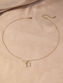 1件装灵动蜂鸟全锆石吊坠项链，蜂鸟翅膀镶嵌锆石，搭配水滴形锆石吊坠，甜美精致的风格，适合约会、日常奢华搭配，独特的灵动蜂鸟元素提亮肤色，非主流设计。 - 蜂鳥 - 查看 4