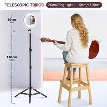 TOKQI طقم إضاءة LED قابل للتعديل، حلقة إضاءة قابلة للفصل بقطر 10 بوصة مع حامل هاتف مرن، إضاءة ملء للبث المباشر والتصوير الذاتي، مناسب للتصوير الذاتي اليدوي، الأنشطة الخارجية، التصوير الفوتوغرافي، تسجيل الفيديو، البث المباشر، مؤتمرات الفيديو، المكياج، التصوير الذاتي وأكثر - حلقة إضاءة + مجموعة دعامات - مشاهدة 13