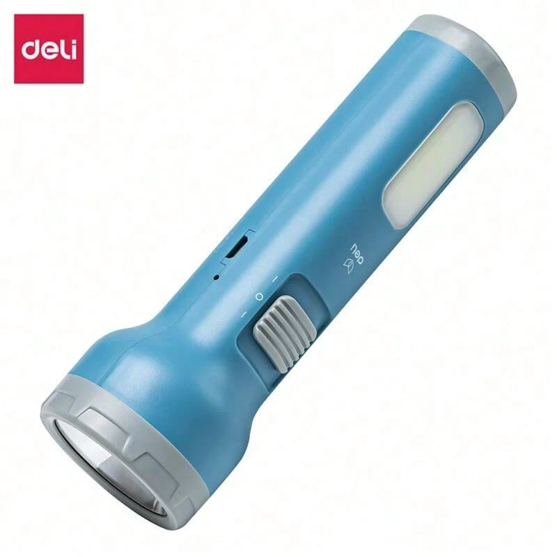 DELI 3662A 家用緊急備用照明手電筒 堅固耐用抗衝擊 可充電重複使用 防塵防水設計 應對多種戶外環境 藍色 - 藍色 - 查看 1