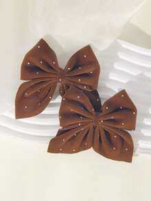 8件装女孩布艺水钻毛绒蝴蝶结发夹发卡发饰 - 彩色 - 查看 5