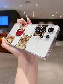 1pc Strawberry Floral Bandana, Cat Pattern Transparent Soft TPU Shockproof Anti-Scratch Anti-Fingerprint Phone Case, Camera Lens Protection Compatible With Samsung, Nothing, Pixel, INFINIX, Redmi - Multicolor - View 8