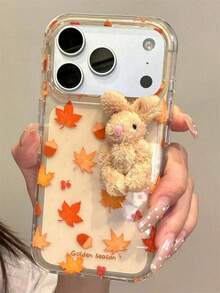 TYW1 Cute Autumn Full Screen Maple Leaf Cat Plush Rabbit Phone Case Compatible With IPhone 17 Pro Max 16 Pro Max 15 Pro Max 14 Pro Max 13 Pro Max 12 Pro Max 17 Pro 16 Pro 15 Pro 14 Pro 13 Pro 12 Pro 16 15 14 13 12 11 Back Cover Shell - 楓葉松果兔 - 查看 5
