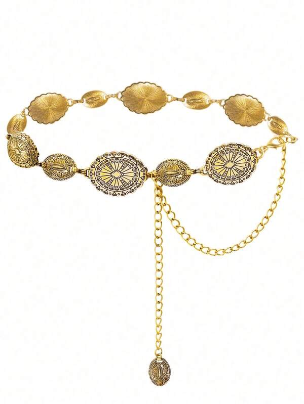 Women's Western Metal Conch Belt Cowboy Dress Chain Belt Cowboy Country Concert Clothing Accessories Waist Chain Fall, Autumn, Halloween    Geometric    Boho    Zinc Alloy    Chain GH3Q