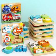 Papan Puzzle Kayu 3D / Mainan Edukasi Montessori untuk Pembelajaran Dini - Bentuk Hewan dan Kendaraan, Mainan Edukasi untuk Penalaran Spasial dan Pengembangan Otak, Struktur Kayu Lunak yang Tahan Lama, Permainan Kreatif dan Pembelajaran Kognitif, Meningkatkan Koordinasi Mata-Tangan, Hadiah Ulang Tahun Anak, Hadiah Natal - Olive Green - View 8