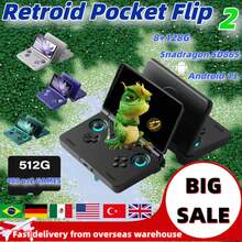 Retroid Pocket Flip 2 consola de juegos portátil Retro consola de videojuegos 5,5 pulgadas AMOLED pantallaáctil SD865 8G + 128G Android13 - SD865 Negro - Ver 7