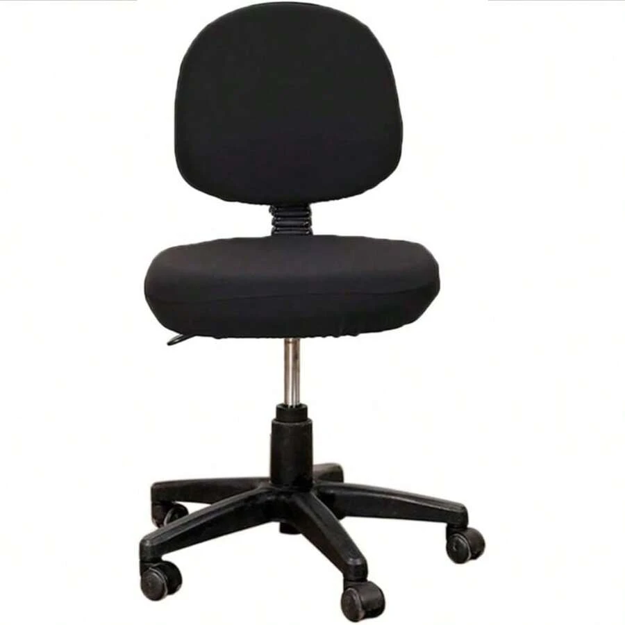 Funda Universal para Respaldo de Silla de Oficina para Computadora de 2 Piezas, Funda Giratoria para Silla de Trabajo de Escritorio de Oficina - Negro - Ver 1