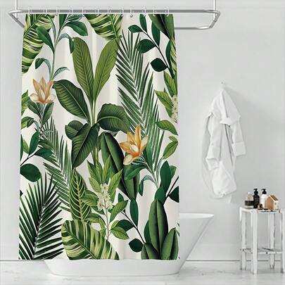 1pc Floral Digital Print Curtain, Polyester Curtain, Bathroom Shower Curtain, Partition Curtain