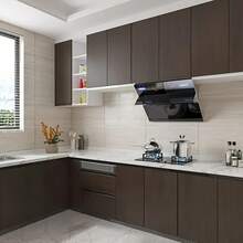 PVC防水木纹装修贴纸,适用于各种炉灶橱柜和墙面装饰,防水可移除,图案壁纸,可撕贴 - 乙烯基材质,装饰性自粘壁纸 - 家居装修,艺术墙 - 室内装饰壁纸,适用于卧室、客厅、厨房、书桌、衣柜 - 黑胡桃 - 查看 4