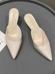 2026 New Arrival Pointed Toe Slip-On Mule Sandals, High Heel Slippers For Women, Suitable For Early Spring - Apricot - View 3
