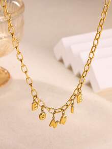 1pc 3D Bubble Name Necklace, Stainless Steel Bubble Initial Charm Personalized Jewelry Gift Custom Nameplate Necklace, Initial Round Bubble Necklace - Personalized Gift For Friends, Couples And Family, Special Customized Name Necklace Design, Suitable For Wedding, Valentine's Day, Mother's Day Gifts, Fashionable, Retro, Minimalist, Casual - Gold - View 8