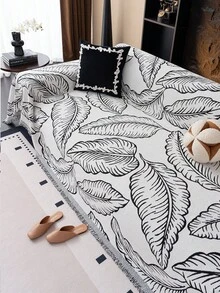 1pc Spring Floral Pattern Sofa Cover, Machine Washable Sofa Slipcover, Pet Proof Sofa Protector, Home Decor Suitable For L-Shaped Sectional, Loveseat, And Sofa, Sold Individually, Holiday Decoration - Black - View 3