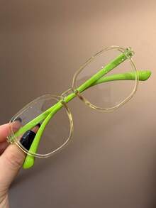 1 pieza Gafas cuadradas de moda con bloqueo de luz azul, coloridas y lindas para niños, adecuadas para lectura diaria, salidas, regalos, accesorio de gafas con lentes transparentes para volver a la escuela, casual, adecuado para niños y niñas, vida diaria, lectura, TV, juegos, teléfonos inteligentes, gafas de moda, accesorios fotográficos - transparente - Ver 9