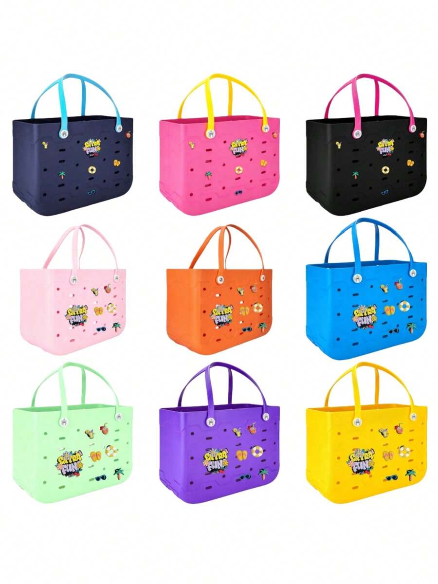 CSjihua 2026 New Extra Large Capacity Multi-Size EVA Beach Bag, Rubber Tote Bag, Travel Bag - Easy To Store, Easy To Clean, Sturdy And Durable | Perfect For Shopping, Travel, Parties And Outdoor Activities | Great For The Beach, Holiday Trips, Or As A New Year's Gift For Family - 彩色 - 查看 1