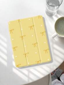 1pc Cute Minimalist Yellow Polka Dot Bow Design Tablet Protective Case, Compatible With IPad (A16) 11 Inch 11th Gen 2025/10th Gen, IPad 10.2 Inch, IPad Pro 2021/2020, Galaxy Tab A8 10.5 Inch 2022, Matepad 10.4/Tab, Anti-Drop, With Pencil Slot, Support Sleep/Wake, Gift For Kids/Family, Valentine's Day Gift - Multicolor - View 3
