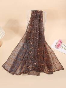 1条女士轻薄纯色双波点亮片头巾，适合用作头巾、面纱、披肩、沙滩罩衫、日常使用 - 彩色 - 查看 11