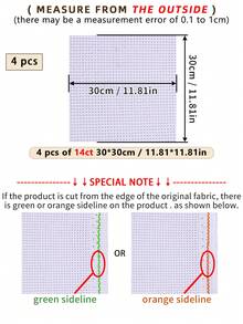 1 Or 4pcs White Handmade DIY Cross Stitch Embroidery Cloth, Thick Fabric With Even Stitches For Smooth Finish, 6 Cutting Sizes Available, 11CT And 14CT Specifications - White - View 16