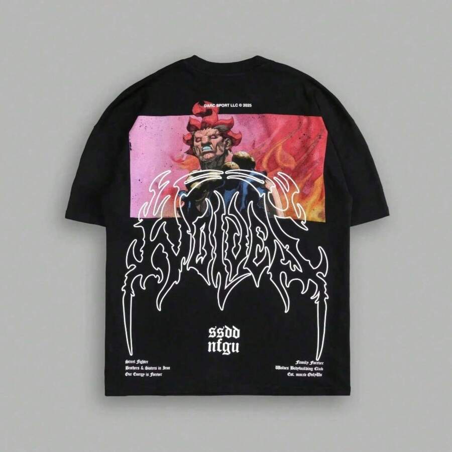 Brand Cotton Women T-Shirts New Premium NFGU Wolves Hip Hop Oversized Gym Tee Unisex Couple T Shirt DARCSPORT Men Top - 黑色 - 查看 1