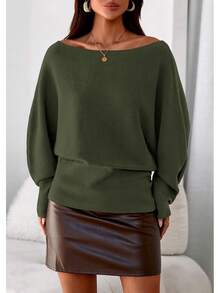 Shein Women S Fall Clothing 2026.Women Off Shoulder Sweater 2026 Fall Long Batwing Sleeve Knit Pullover ...