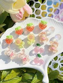 14pcs Detachable Colorful Bear, Strawberry, Christmas, Snowflower Garden Shoe Decorations, Perfect Holiday Gift - Multicolor - View 3