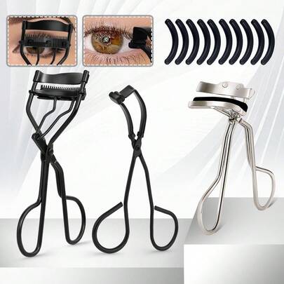 3/7/13pcs Stainless Steel Eyelash Curler Set, Silicone Pad Filled, Partial Eyelash Curler, Eyelash Curler With Comb, Wide Angle Eyelash Curler, Multi-Piece Set Available, Suitable For Women Eyelash Curler, Stainless Steel Eyelash Curler,Giveaways,Travel,Cheap Stuff,Travel Essential