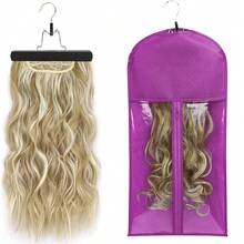 1set Hair Extension Holder, Extra Long Wig Storage Bag With Hanger For Multiple Wigs Hairpieces, Portable Wig Bags Storage Style Hair Travel Hair Extensions Bag - 60cm - View 4