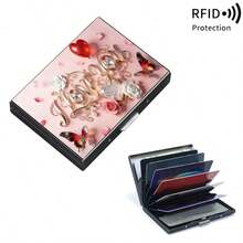 Stainless Steel RFID Blocking Metal I LOVE YOU Pattern Wallet For Men Stylish Black Metallic Card Holder With Multi Compartment Design Perfect Fathers Day Gift Polished Finish Silvery Tone Women Metal Card Case Valentine's Day Gift,The Best Choice To Give To Your Significant Other On Valentine's Day - Multicolor - View 21
