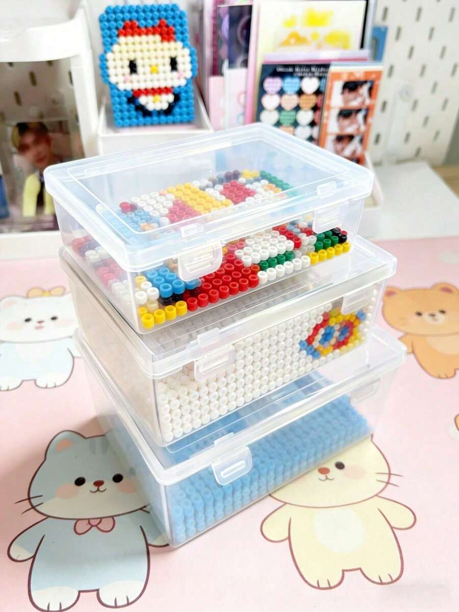便携式饰品、珠宝、化妆品收纳盒,透明按扣式多功能收纳盒,适用于家庭、客厅、卧室、梳妆台、浴室,可收纳发圈、棉签、卫生巾等。 - 無色 - 查看 1