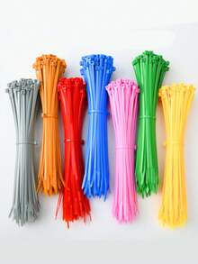 100 Peças de Braçadeiras de Cabo Autobloqueantes, Amarras de Plástico, Cintas de Amarração, Ferramentas de Jardinagem - Vários Tamanhos 300/250/200/150/100mm - Ideal para Casa, Escritório, Jardim e Oficina, Gerenciamento de Cabos, Adequado para Amarras de Nylon Autobloqueantes Internas e Externas, Aplicável para Natal, Dia dos Namorados, Volta às Aulas, Acessórios Decorativos - Multicolorido - Visão 2