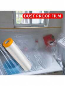 Heavy Duty Waterproof Dustproof Plastic Tape - Clear, With Adhesive Strip Pet Scratch Protector For Furniture And Floors, Suitable For Home Decor, Moving And General Protection. Paint Masking Film, Pre-Adhesive Plastic Drip Tape For Furniture And Walls, Easy To Remove, Anti-Dust, Ideal For Painting Projects - Multicolor - View 12