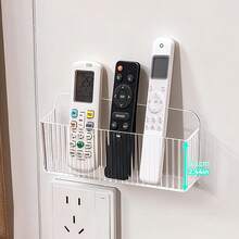 1/3pcs Air Conditioner TV Remote Control Storage Box, Remote Holder, Wall-Mounted Hanging Without Drilling Placement Rack, Headboard Mobile Phone Storage Hanging Rack - Clear - View 6