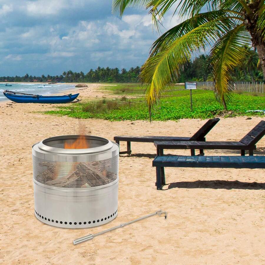 SENDERPICK Portable Outdoor Firepit Fire Pits For Outside Camping Fire Pit Folding Smokeless Firepit Stainless Steel - Silver - View 1