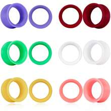 12pcs/8pcs Thin Punk Style 8-19mm PLA Ear Gauges, Simple & Fashionable Personalized Ear Plugs Piercing Jewelry Women New Arrival Valentine Gift - Round - View 25