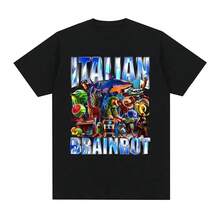 2026 Italian Brainrot Tralalero Tralala Tung Tung Tung Sahur Bombardiro Crocodilo Camiseta Gráfica Meme Divertida Moda Mujer - Negro - Ver 11