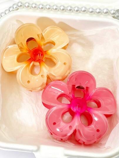 1 pieza/3 piezas/6 piezas Pinza de pelo de plástico ABS con estampado floral, linda para la playa, viajes, fiestas, vacaciones y de vuelta a la escuela