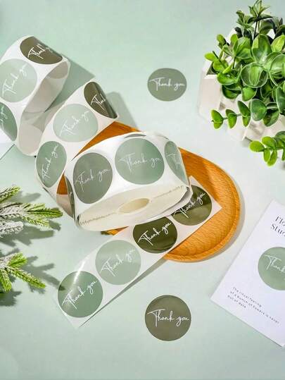 500 piezas/Set Etiquetas autoadhesivas de estilo bohemio con la leyenda "Gracias", Pegatinas de sello redondo, Adecuadas para negocios, bodas, cumpleaños, baby shower y decoración de envoltorios de regalos