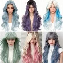 Morandi Deep Purple Gradient Synthetic Wig For Cosplay - blanco con azul - Ver 2