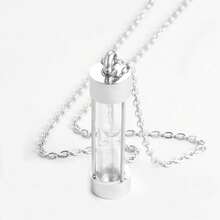 1件钛钢方形柱形不锈钢吊坠项链，适合男士日常佩戴 - 銀色 - 查看 7