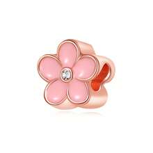 1 Pc Rose Gold Beaded Heart Rose Bow Flower Bear Beaded Charm Fit Original Bracelet Necklace Beads For Diy Jewelry Making Valentines - Rose Gold - View 31