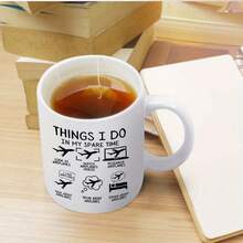 1pc Ceramic Airplane Themed Mug, 360ml (11oz), Cartoon Character Coffee Cup, Suitable For Drinking, Creative Birthday & Holiday Gift, Airplane Enthusiast Drinkware, Reusable, Hand Wash Only - Multicolor - View 5