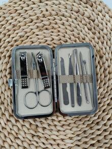 19/8pcs Professional Manicure & Pedicure Set, Stainless Steel Nail Clippers, Nail Care Tools Kit With Storage Case - Unisex Nail Grooming Set