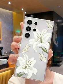 1个白色百合蝴蝶花软壳手机壳，兼容华为荣耀、红米、三星Galaxy A04e/12/A13/A14/A34/A50/A52/A53/A54/S21/S22/S23/S24/S25/S25 Ultra、6A/7A/8A、12T/13T - 無色 - 查看 4