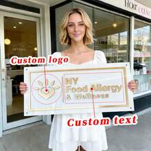 Custom Rectangular Signage, White Background With Gold-Plated Letters And Borders, Includes All Installation Materials, Personalized Commercial Signage, Custom Commercial Logo Signage, Custom Laser-Cut Commercial Signage, Custom Acrylic Commercial Signage, Laser-Cut Logo Signage - Multicolor - View 4