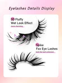 Rikuaild 5 Pairs Luxury Spiky False Eyelashes, Upgraded Eyelash Style - Thick, Thin, 3D Stereoscopic, Reusable, Soft, Lightweight, Fluffy Cat Eye False Eyelashes, Spiky Eyelash Strips, Create Dramatic Sexy Eye Makeup, Eyelash Extension Makeup, False Eyelashes, Anime False Eyelashes - fox eye lashes - View 5