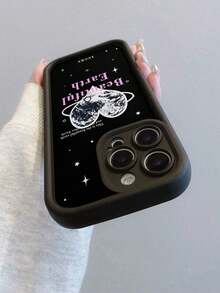 1つの絶妙ななハートタイプの惑星のテキストとスターハンドルの携帯電話ケース、TPU材料のスカイアイステップ携帯電話ケース、フェスティバルギフトとして贈呈ることができます、11、12、13、14、15、16 Pro /Promax/14、15、16 Plus 17/Airモデルに適しています、男性と女性のための携帯電話ケース - ブラック - チェックする 5