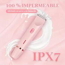 Recortadora Eléctrica para Mujer Recortadora 2 en 1 Doble Cuchilla Rasuradora Mujer USB Recargable Depiladora Eléctrica Mujer para Bikini/Axilas/Piernas /Facial/Brazos Uso Seco y Húmedo Azul-B007 - Blanco - Ver 4