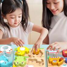 Papan Puzzle Kayu 3D / Mainan Edukasi Montessori untuk Pembelajaran Dini - Bentuk Hewan dan Kendaraan, Mainan Edukasi untuk Penalaran Spasial dan Pengembangan Otak, Struktur Kayu Lunak yang Tahan Lama, Permainan Kreatif dan Pembelajaran Kognitif, Meningkatkan Koordinasi Mata-Tangan, Hadiah Ulang Tahun Anak, Hadiah Natal - Olive Green - View 9
