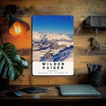 2D Flat - 1 Piece Vintage Wild Caesar Austrian Mountain Landscape Metal Tin Sign - 11.8x 7.8inch Vintage Wall Art, Lightweight And Durable Iron Indoor/Outdoor Decoration, Suitable For Bathroom, Bar, Cafe, Garage - Travel Theme Home Decoration With Snowy Mountains And Pine Trees, Easy To Hang, Mountain Wall Art, Bar Decoration, Landscape Painting, Easy To Hang Function, 2D Flat - Multiple - View 6